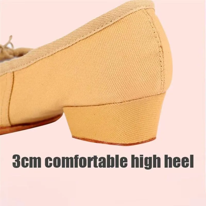 3cm Mid Heel Women Lightweight Canvas Dance Shoes for Yoga Ballet Exercise