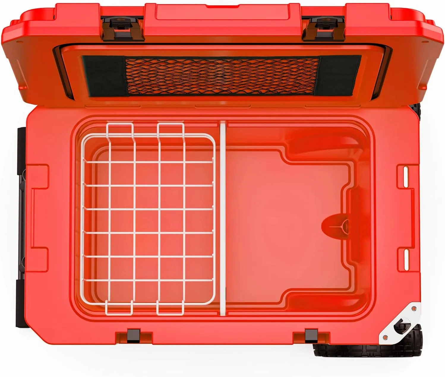 55 Quart Cooler with Wheels, Ice Chests Portable Camping Cooler Holds Ice up to 6 Days, Leak-Proof Outdoor Insulated Cooler with Handle, Cup Holders, Hard Cooler for Camping, Beach, Boat