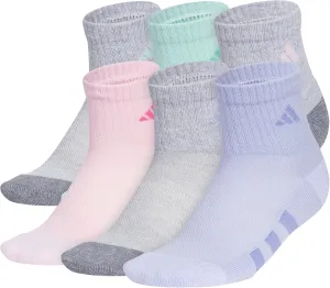 adidas Unisex-Kid's Athletic Cushioned Quarter Socks (6-Pair) for Boys and Girls, Above The Ankle Fit, Durable Fabric