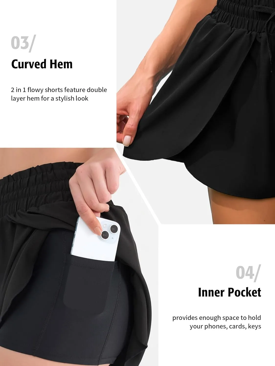 ATTRACO Women's 3" High Waisted Swim Board Shorts Pleated Summer Beach Shorts with Pockets
