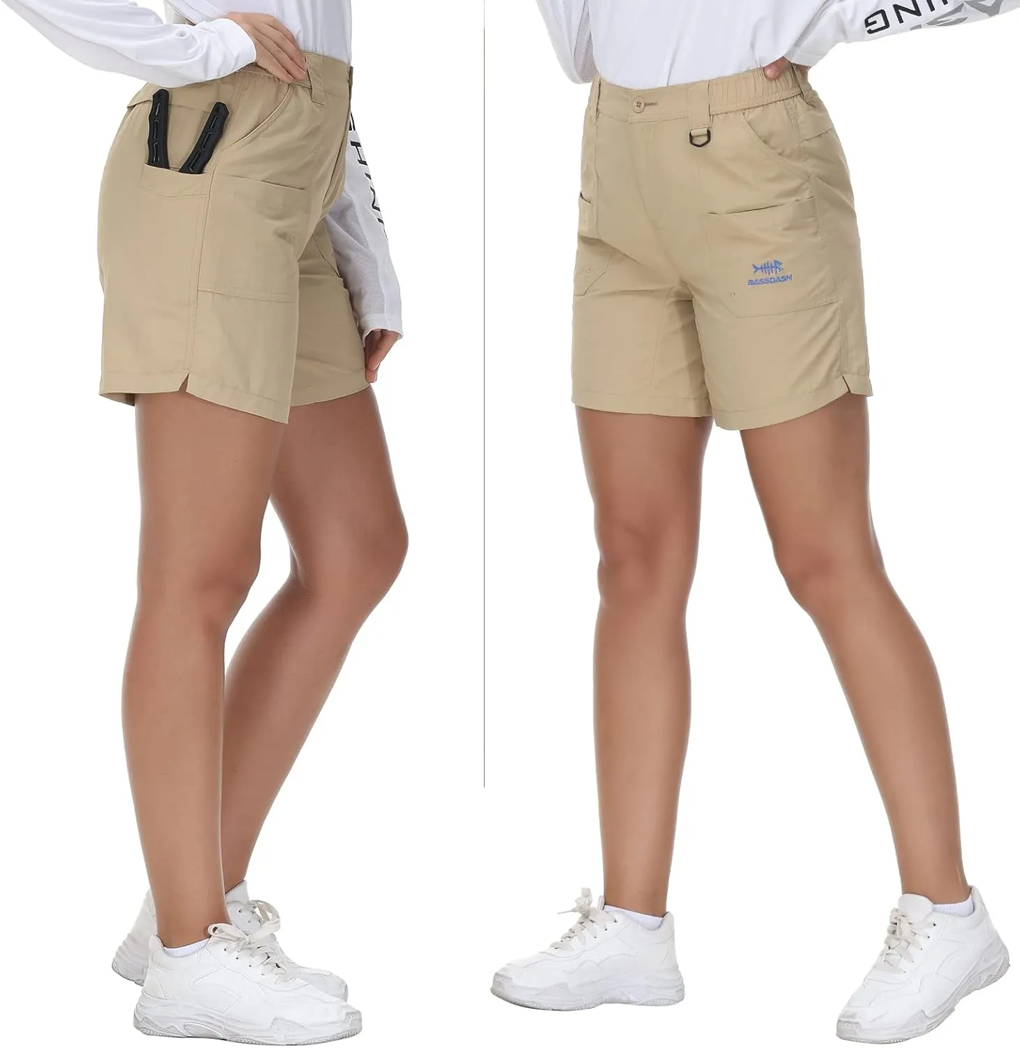 BASSDASH Womens 7 Fishing Shorts UPF 50  Water Resistant Quick Dry Lightweight Hiking Cargo Shorts with Pockets FP03W
