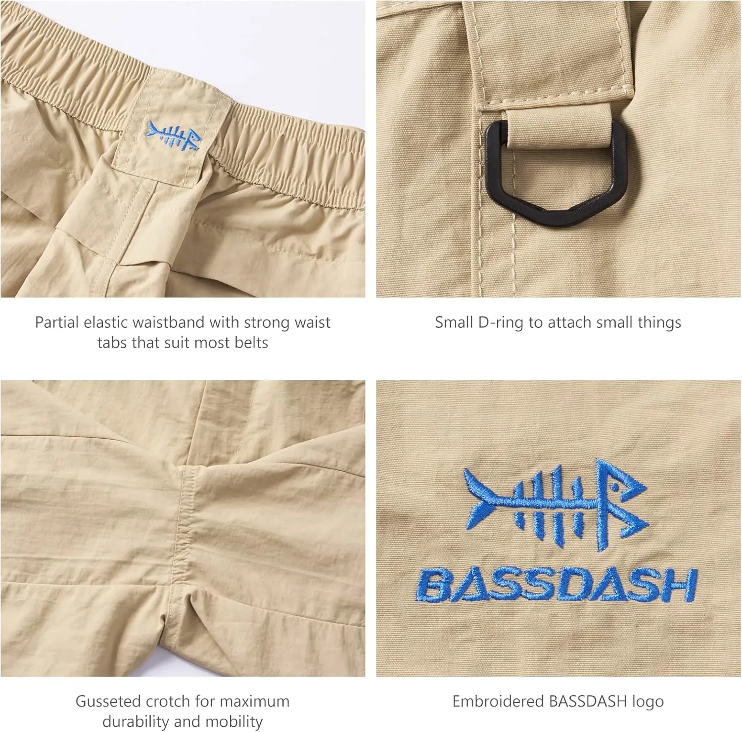 BASSDASH Womens 7 Fishing Shorts UPF 50  Water Resistant Quick Dry Lightweight Hiking Cargo Shorts with Pockets FP03W