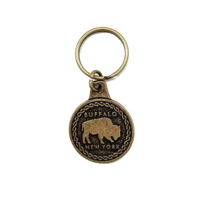 Buffalo New York Antique Brass Keychain