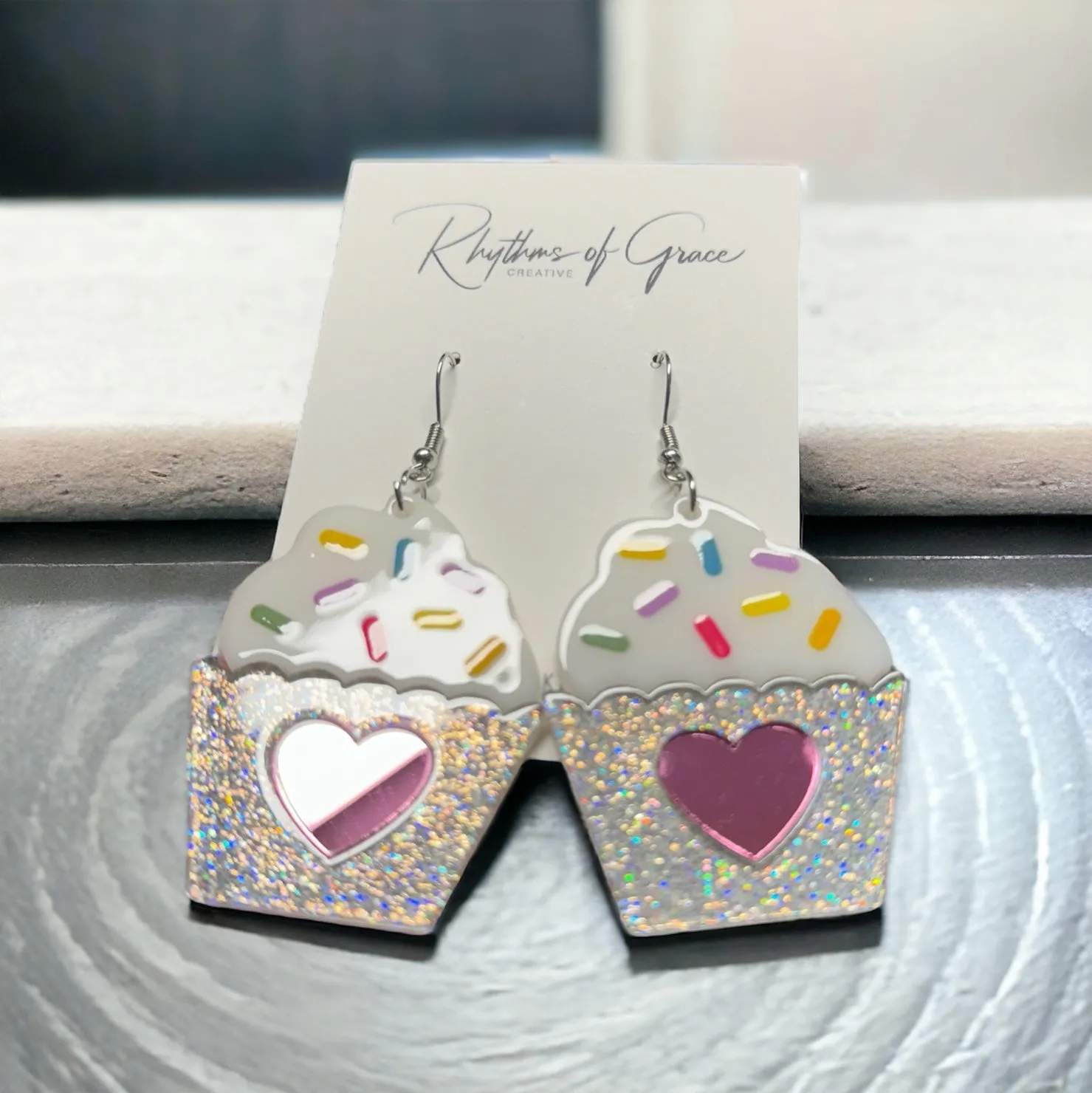 Cupcake Earrings - Birthday Earrings, Handmade Jewelry, Cupcake Jewelry, Food Earrings, Cake Earrings, Pastry Chef