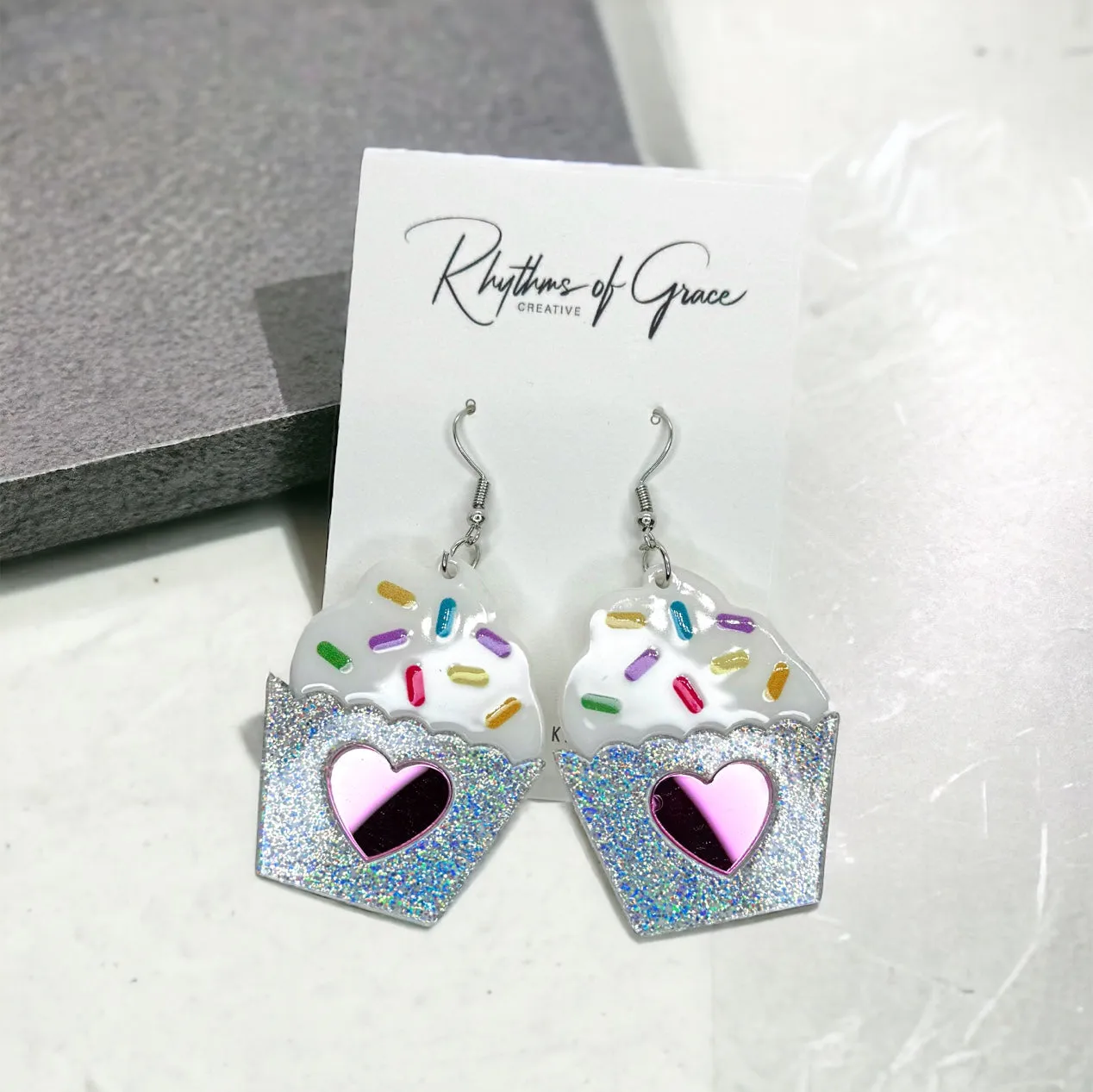 Cupcake Earrings - Birthday Earrings, Handmade Jewelry, Cupcake Jewelry, Food Earrings, Cake Earrings, Pastry Chef