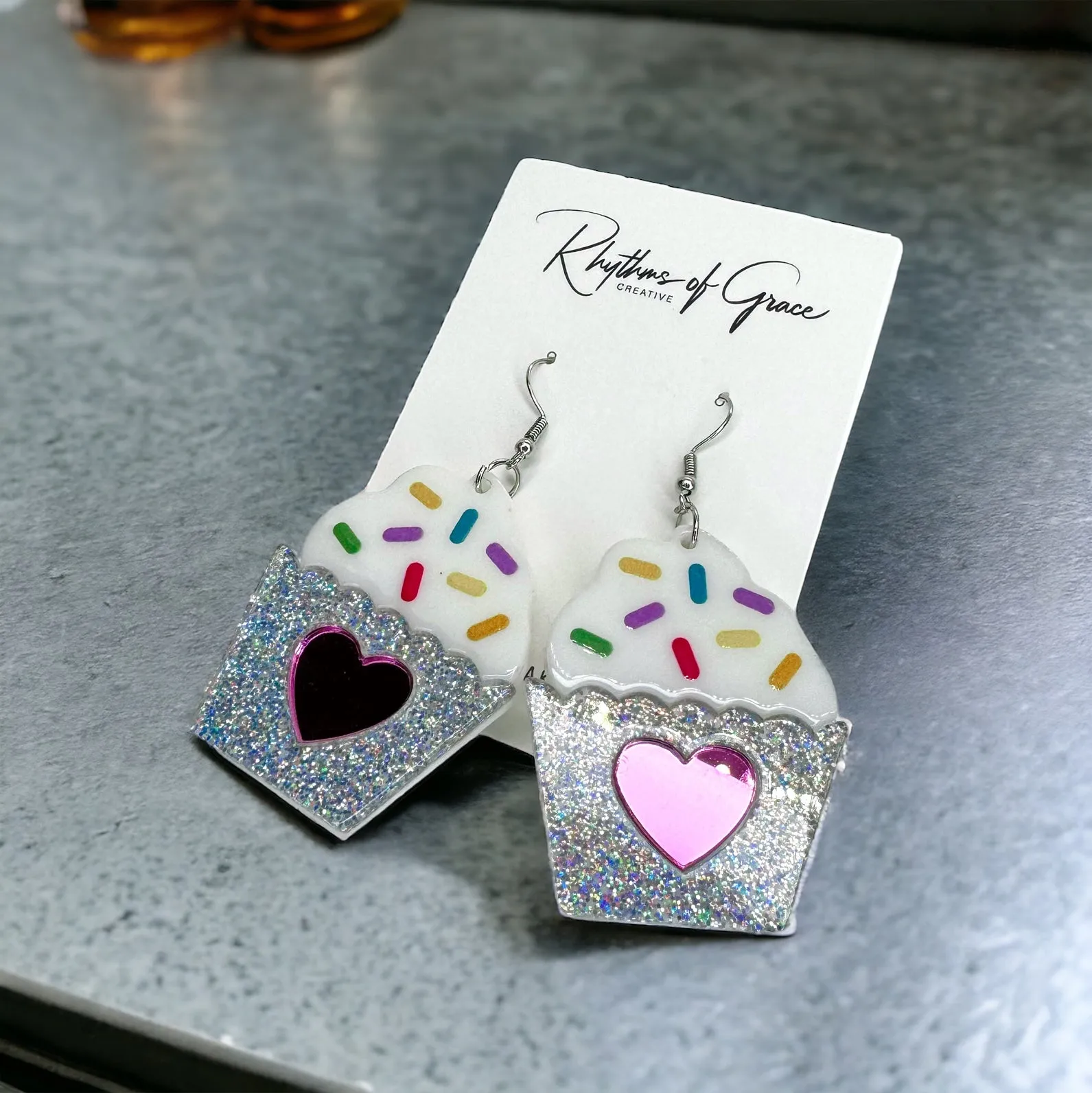 Cupcake Earrings - Birthday Earrings, Handmade Jewelry, Cupcake Jewelry, Food Earrings, Cake Earrings, Pastry Chef