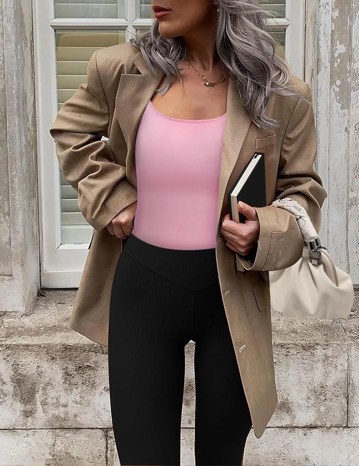 Ekouaer Women Long Sleeve Shirt Scoop Neck Tops Slim Fit Basic Top Thermal Undershirts Base Layer Tee