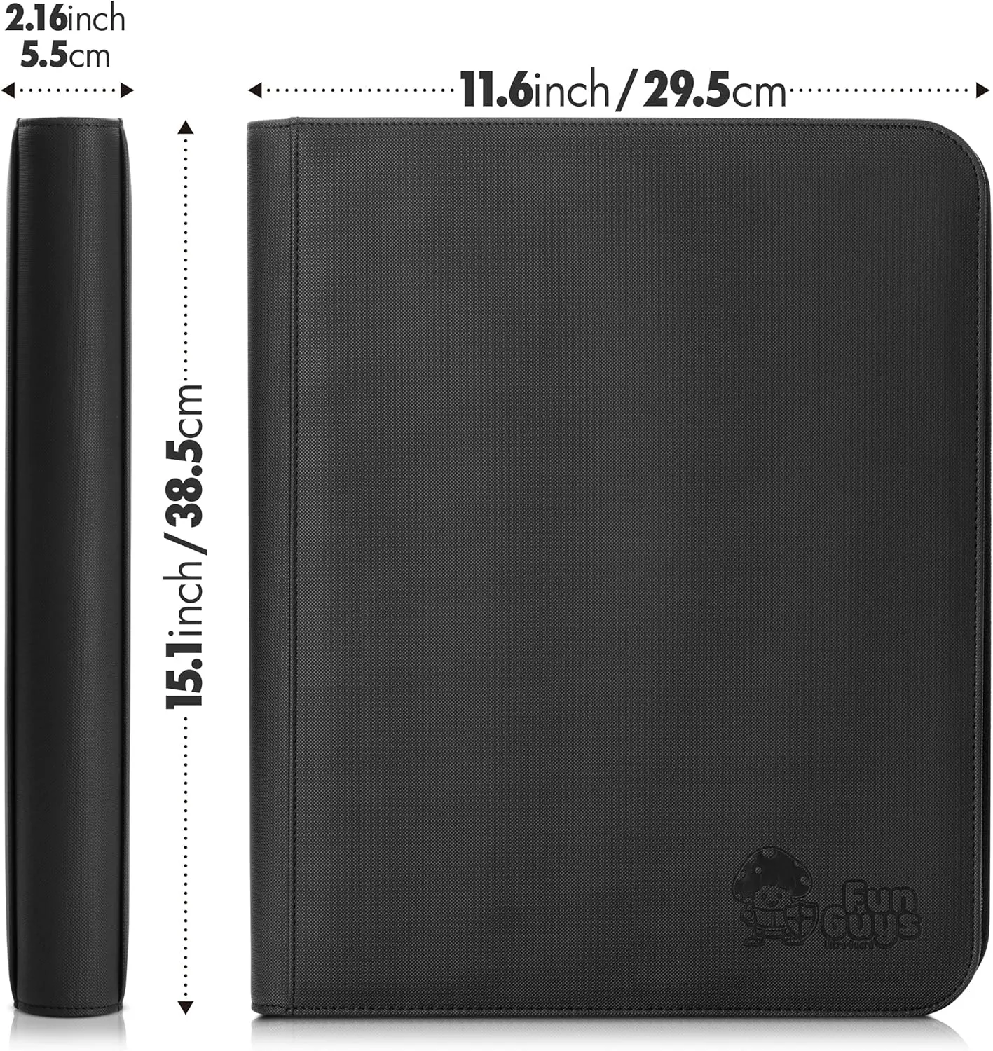 FunGuys Toploader Binder, Trading Card Binder Storage, 252 9 Pocket Top Loader Pokemon Collection Yugioh Cards MTG TCG Folders for Cards, Black and Blue, (FGUG-TLB-9P-T-BLK-BL-23)
