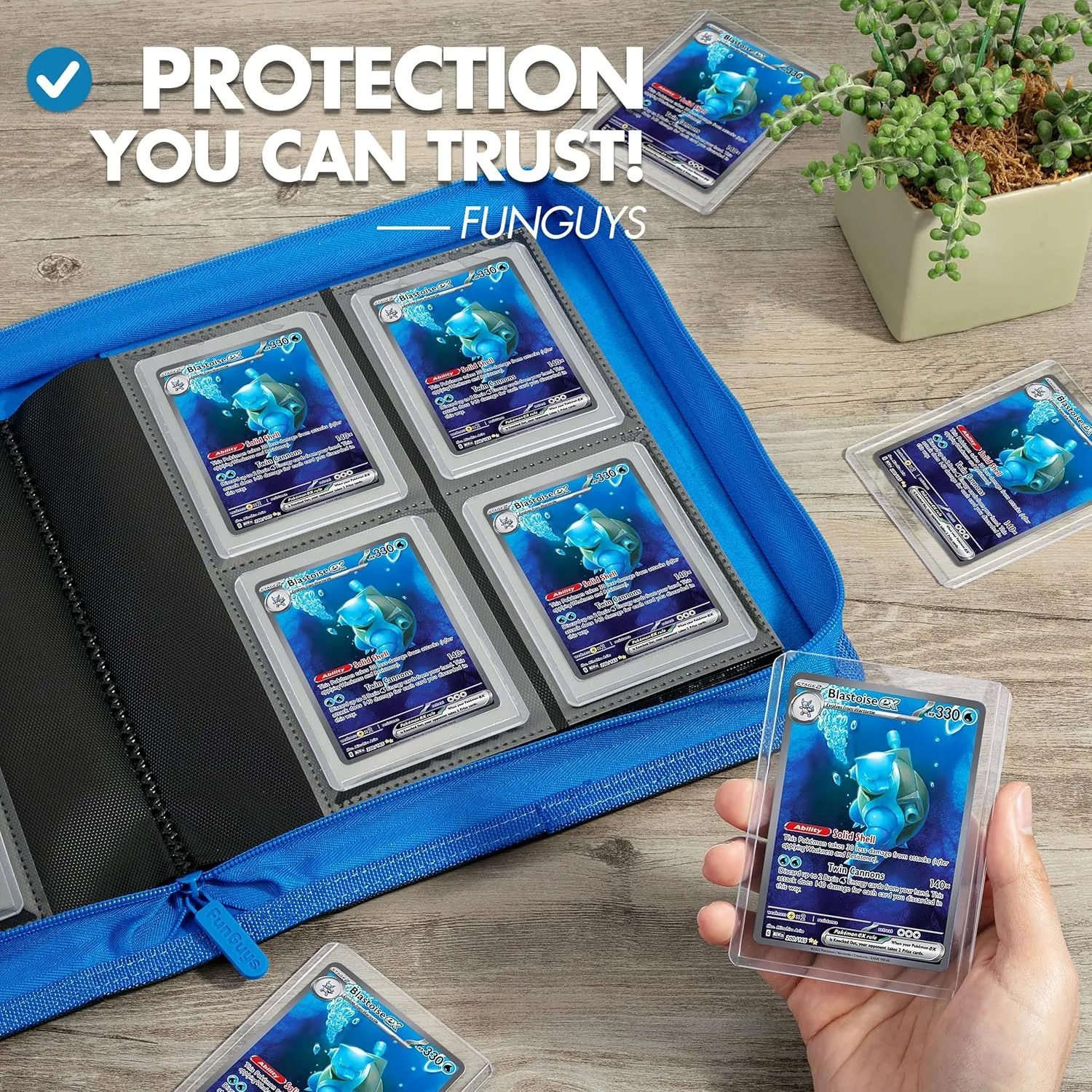 FunGuys Toploader Binder, Trading Card Binder Storage,128 4 Pocket Top Loader Pokemon Binder, Card Collection for Yugioh, MTG, TCG, Card Folders for Trading Cards
