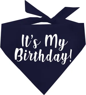 It's My Birthday Dog Bandana | 100% Cotton Tie Dye | Made in USA | Birthday Pawty | Party Theme | Celebration Supplies | Photoshoot Prop | Navy, One Size (60)