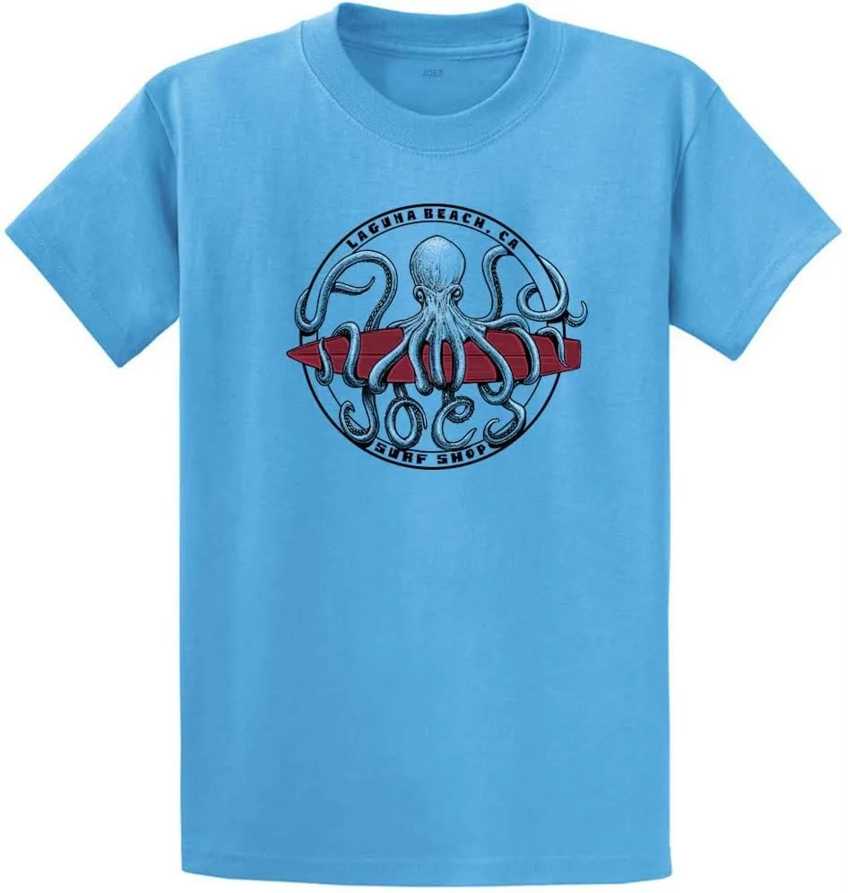 Joes Surf Shop Men's Octopus Meets Surfboard Logo Heavyweight Tees - Reg, Big & Tall