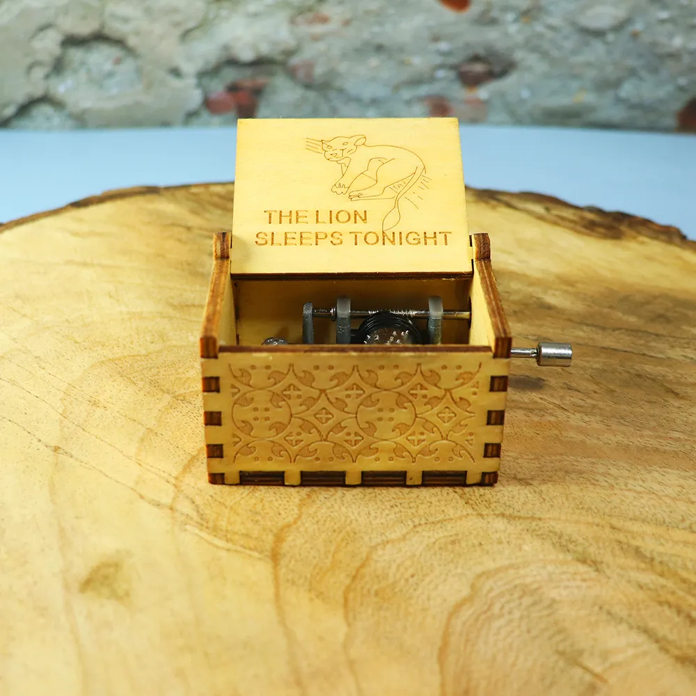 Lion Sleeps Tonight Theme Hand Engraved Wooden Music Box
