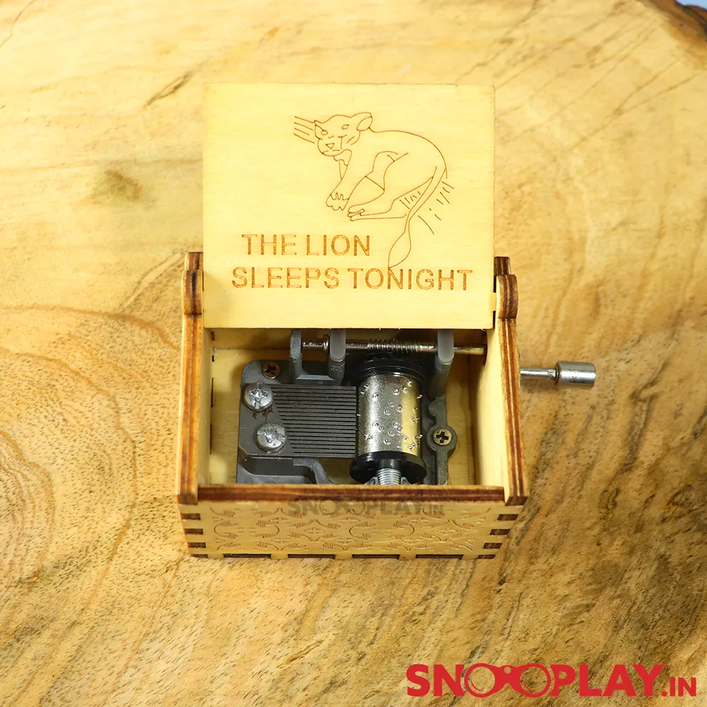Lion Sleeps Tonight Theme Hand Engraved Wooden Music Box
