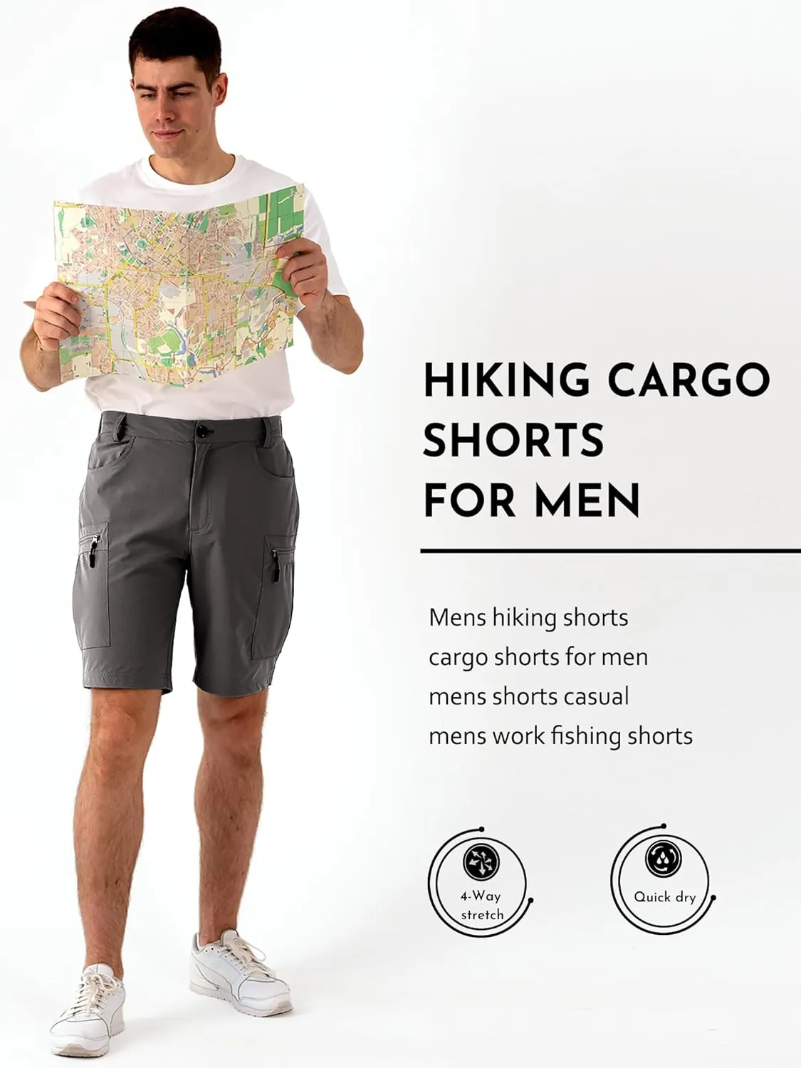 Mens Hiking Cargo Shorts Stretch Quick-Dry Outdoor Casual Work Shorts for Men Camping Fishing