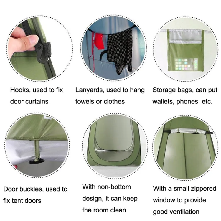 Outdoor Camping Toilet Changing Tent Automatic Shower Bathing Tent, Style: Single Person(Oily Green)