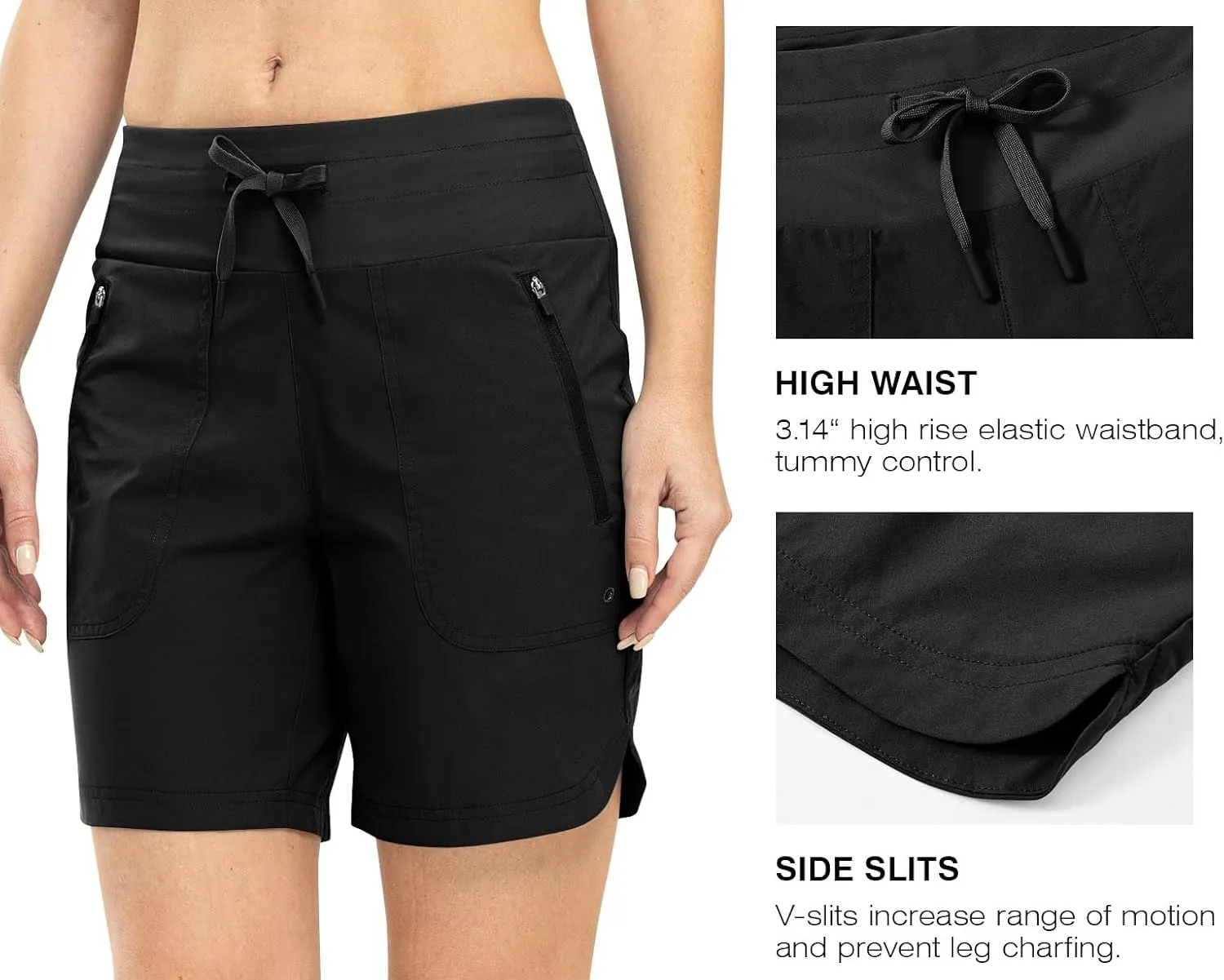 Rdruko Women's Swim Board Shorts with Liner 7" High Waisted UPF 50  Beach Trunks Shorts