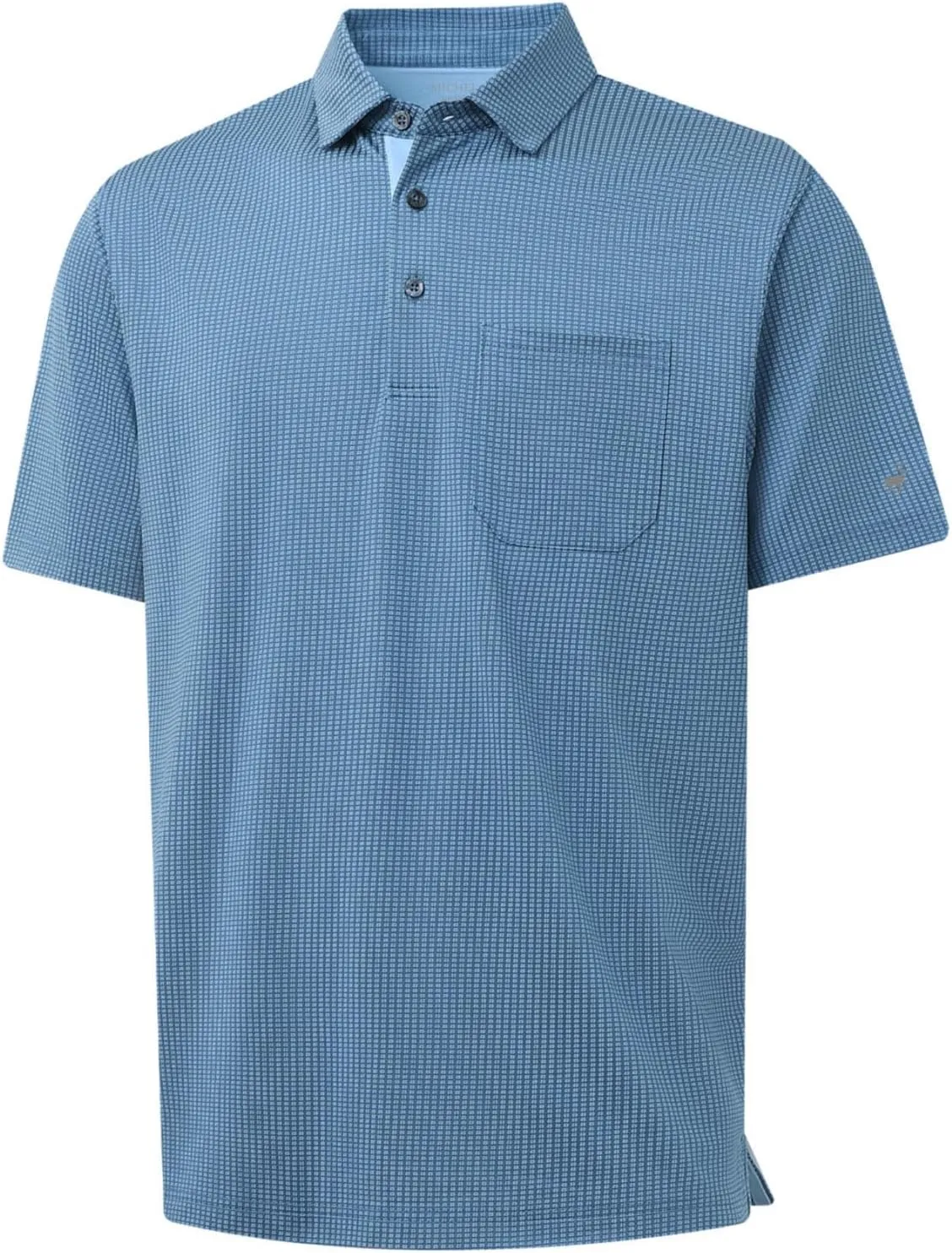 Rouen Mens Golf Shirts Short Sleeve Dry Fit Jacquard Performance Moisture Wicking Casual Pocket Collared Polo Shirts for Men
