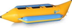 SereneLife Person Inflatable Banana Boat, Includes Storage Bag, Foot Pump, and Repair Kit, Tough and Thick, Reinforced Seats and Foot Areas