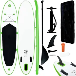 SVRCK Durable Inflatable Stand Up Paddle Board Set for Recreation and Learning, Includes Oar and Pump, Green and White