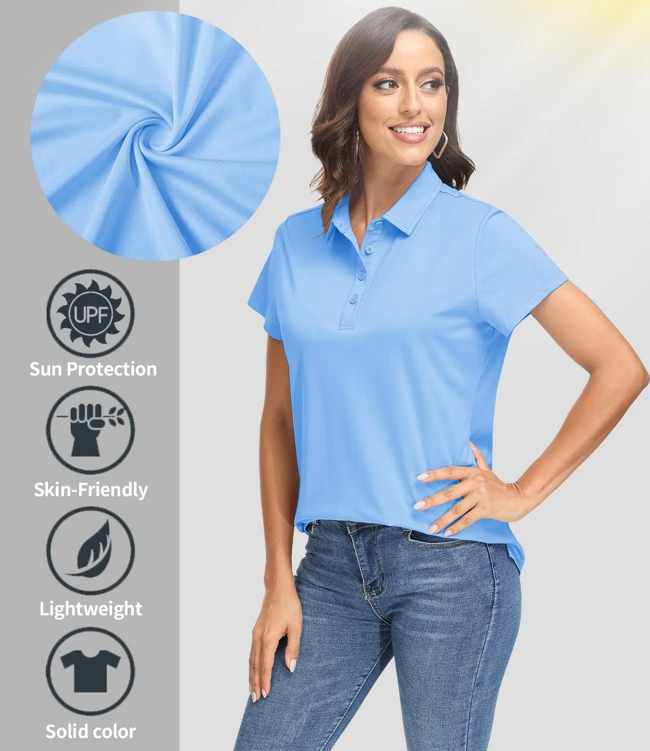 TACVASEN Women's Golf Polo Shirts Short Sleeve UPF 50  Sun Protection Golf Shirts for Women Quick Dry Collared Polos