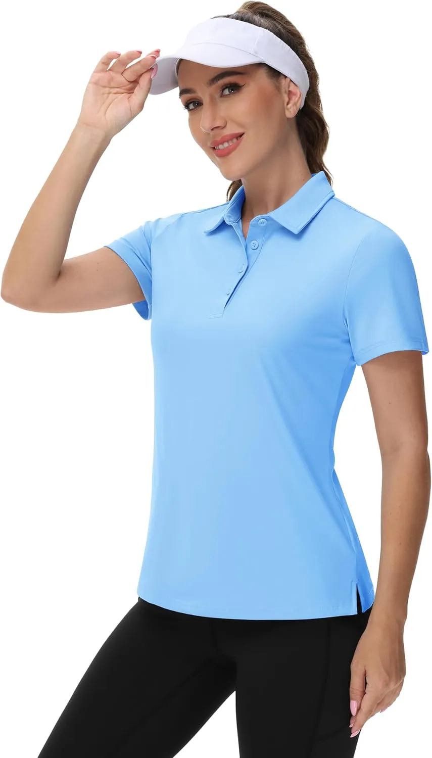 TACVASEN Women's Golf Polo Shirts Short Sleeve UPF 50  Sun Protection Golf Shirts for Women Quick Dry Collared Polos