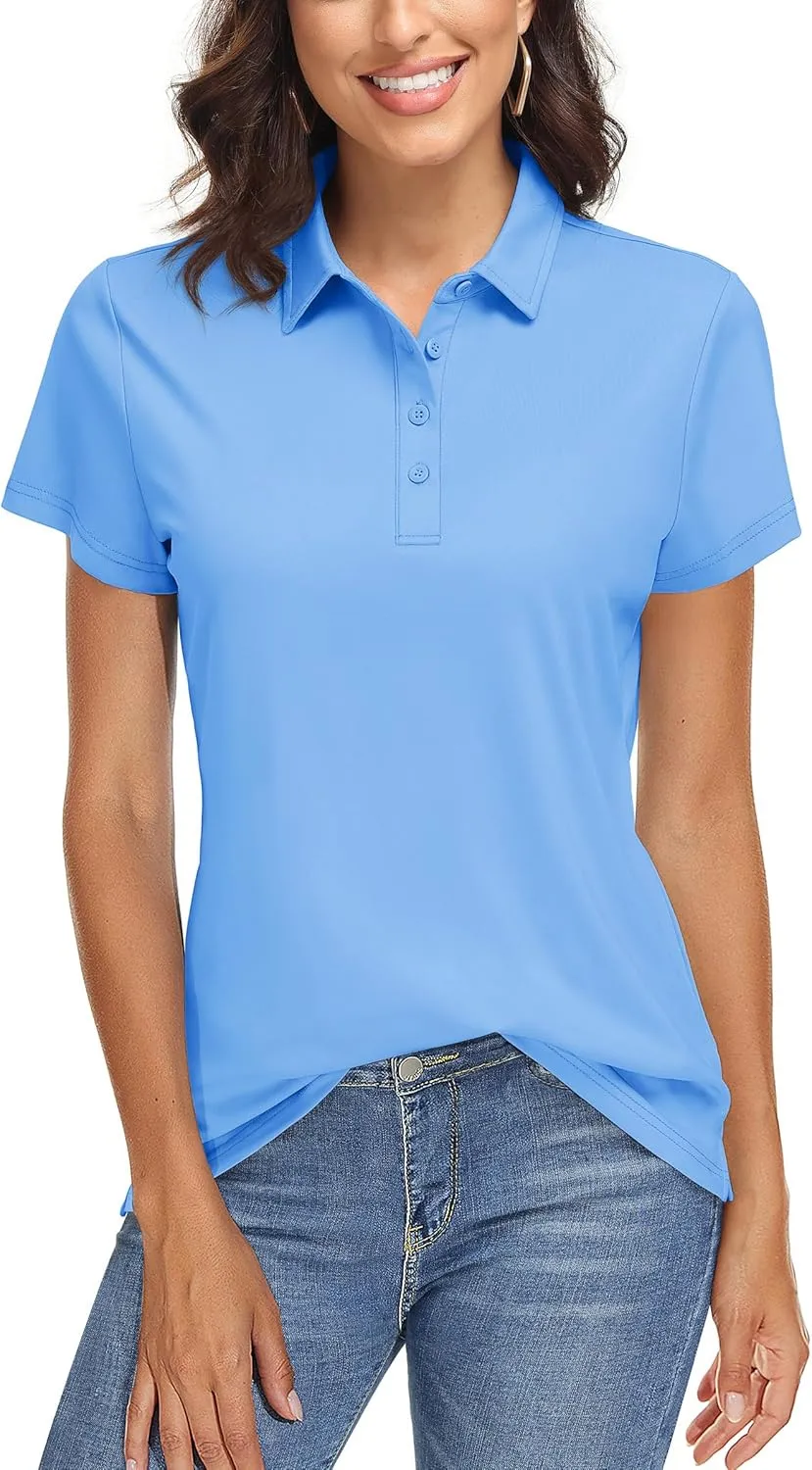 TACVASEN Women's Golf Polo Shirts Short Sleeve UPF 50  Sun Protection Golf Shirts for Women Quick Dry Collared Polos