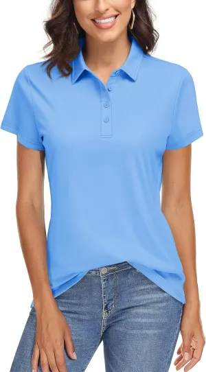 TACVASEN Women's Golf Polo Shirts Short Sleeve UPF 50  Sun Protection Golf Shirts for Women Quick Dry Collared Polos