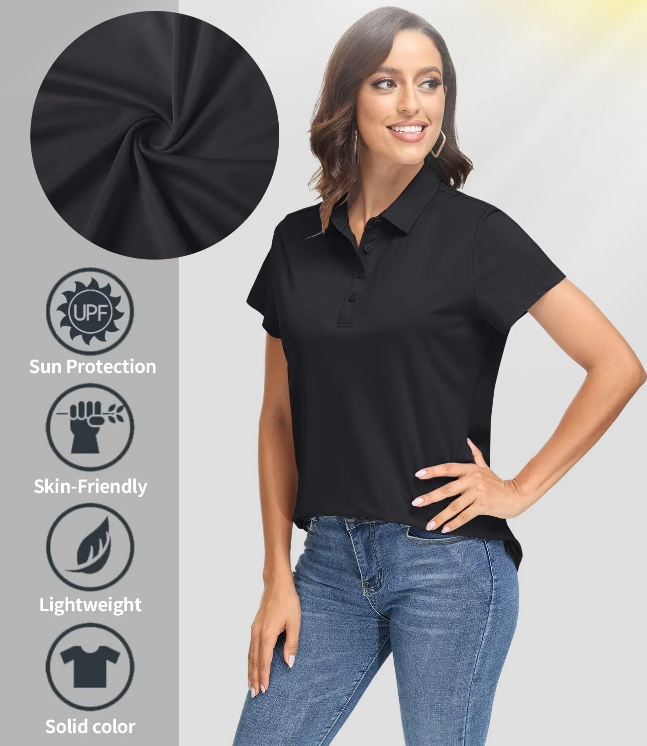 TACVASEN Women's Golf Polo Shirts Short Sleeve UPF 50  Sun Protection Golf Shirts for Women Quick Dry Collared Polos