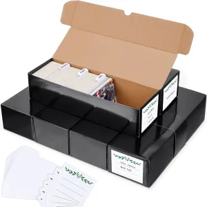 Trading Card Storage Box with Dividers, Cardboard Card Organizer Box for Baseball, Sports, Game, Playing Card Collection, pack of 6, Black