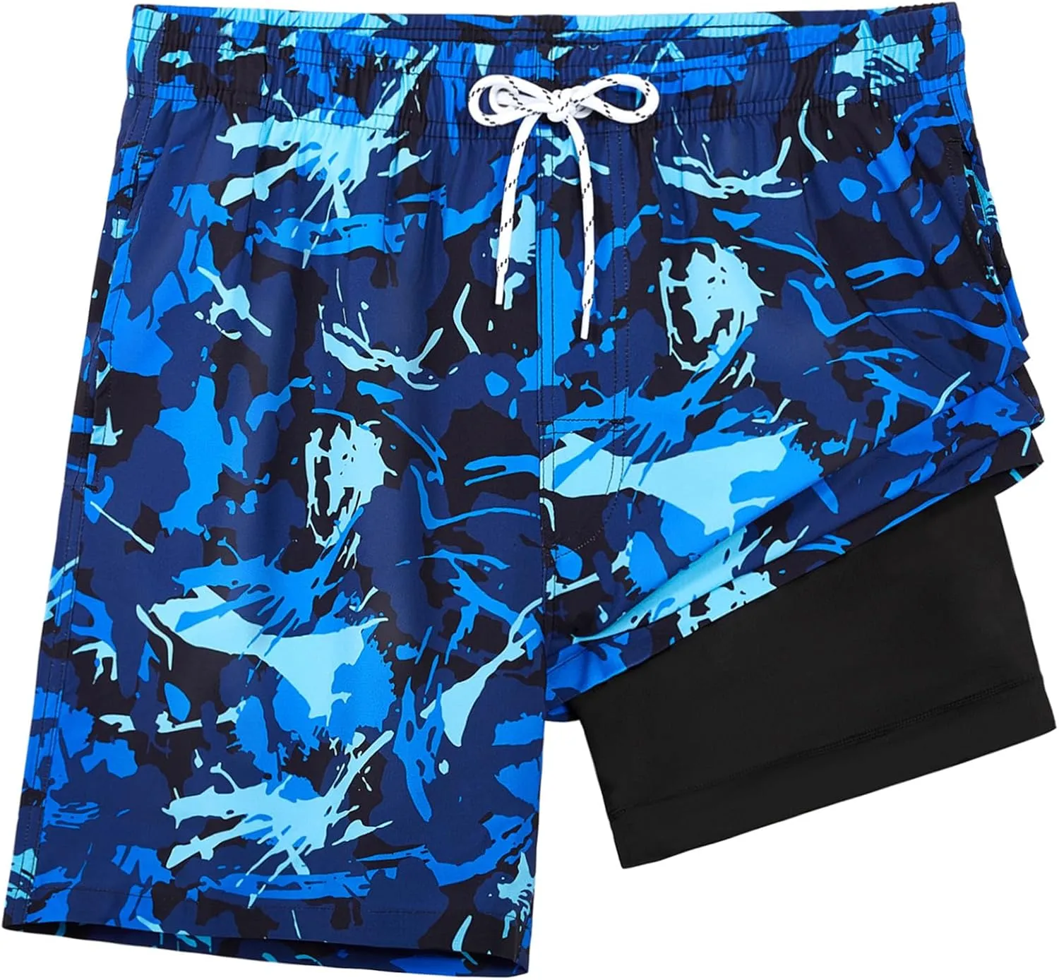 zeetoo Mens Swim Trunks with Compression Liner 5.5" Inseam Quick Dry Swim Shorts
